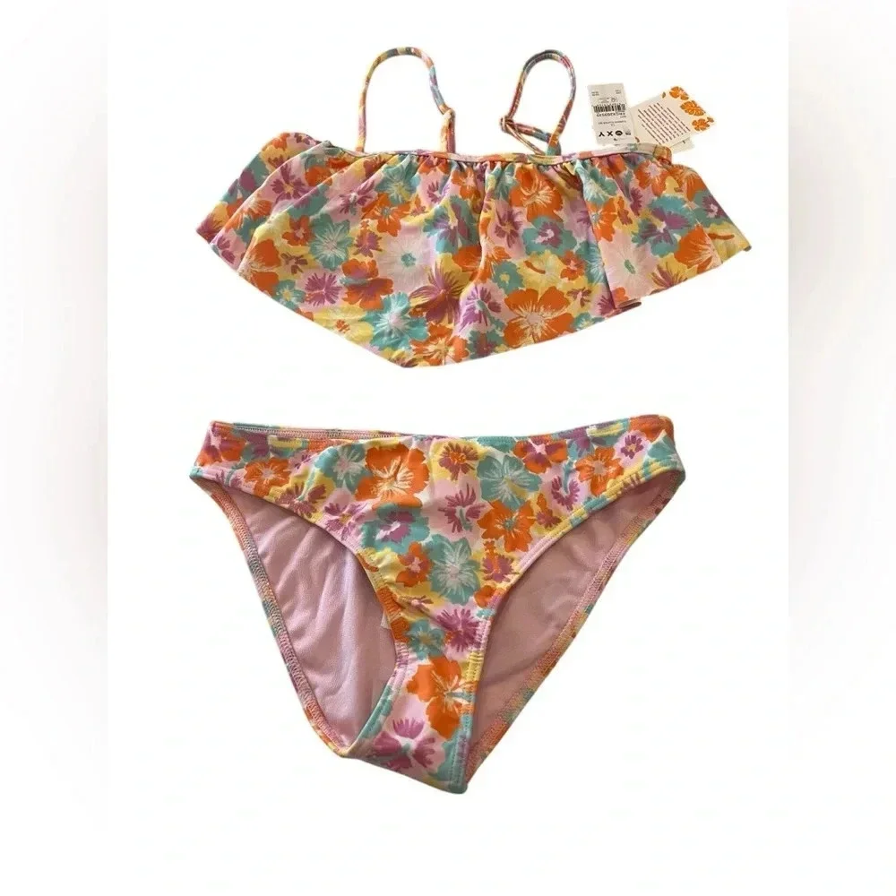 NWT Roxy Girls Floraya Flutter Bikini Set
